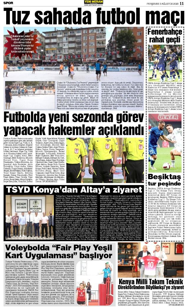 3 Ağustos 2023 Yeni Meram Gazetesi
