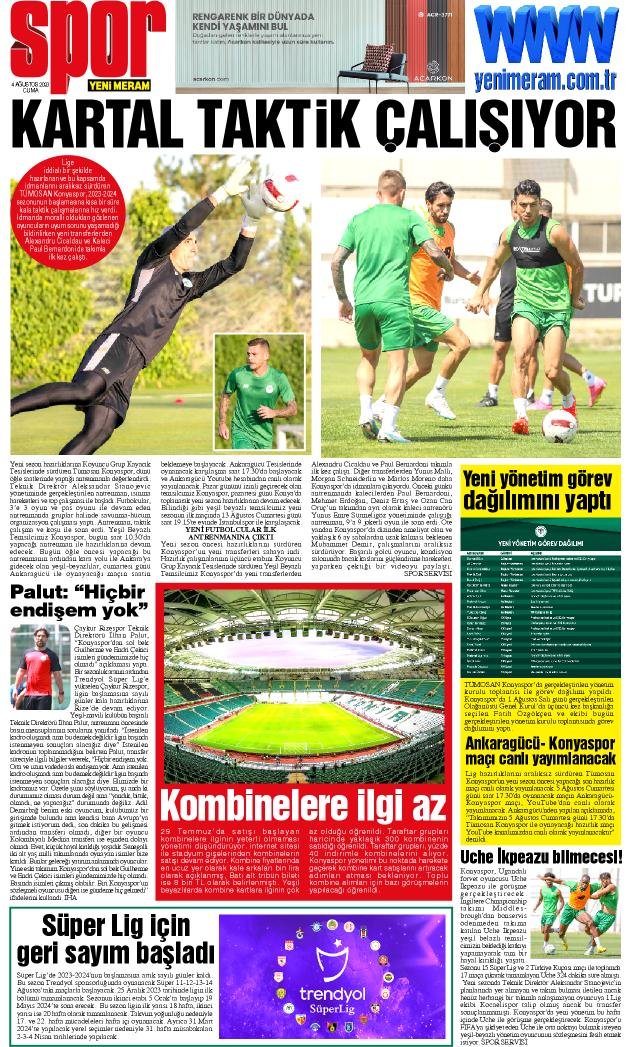 4 Ağustos 2023 Yeni Meram Gazetesi
