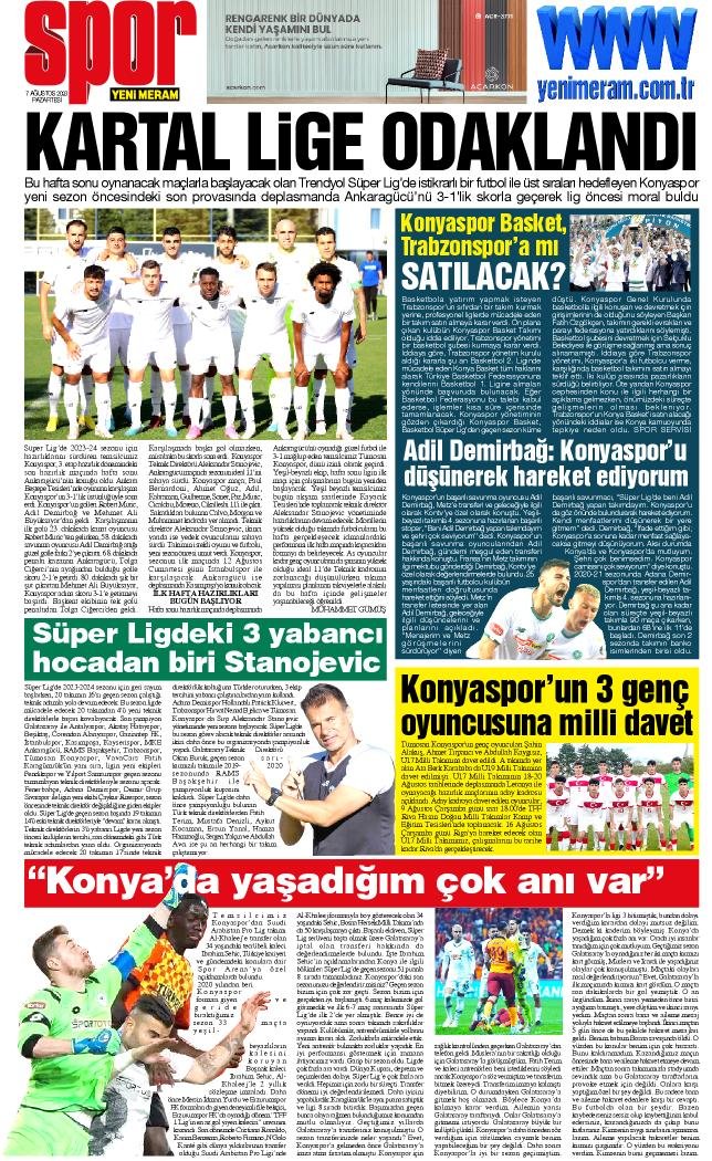 6 Ağustos 2023 Yeni Meram Gazetesi
