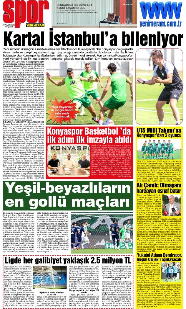 10 Ağustos 2023 Yeni Meram Gazetesi
