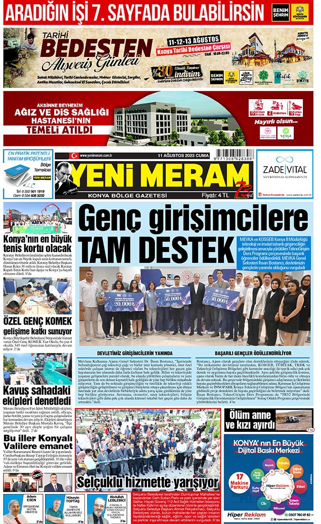 11 Ağustos 2023 Yeni Meram Gazetesi
