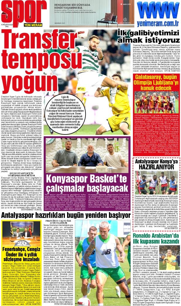 15 Ağustos 2023 Yeni Meram Gazetesi
