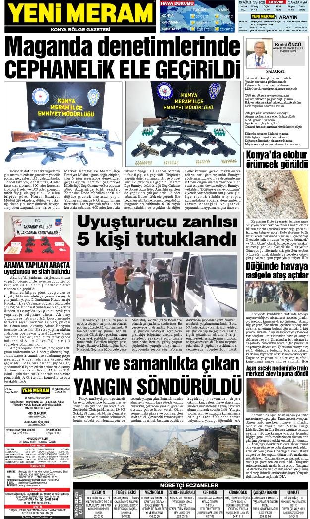 16 Ağustos 2023 Yeni Meram Gazetesi
