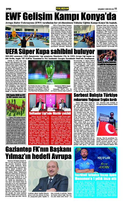 16 Ağustos 2023 Yeni Meram Gazetesi
