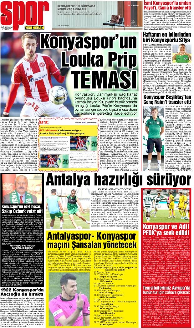 17 Ağustos 2023 Yeni Meram Gazetesi
