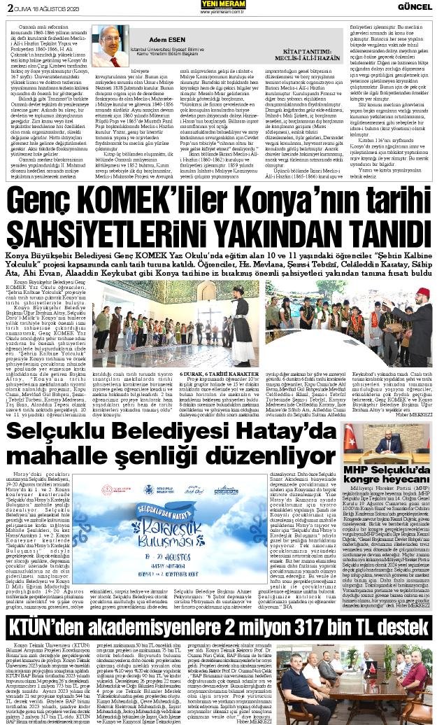 18 Ağustos 2023 Yeni Meram Gazetesi
