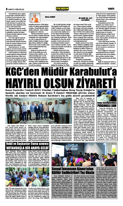 19 Ağustos 2023 Yeni Meram Gazetesi