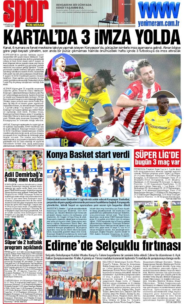 19 Ağustos 2023 Yeni Meram Gazetesi