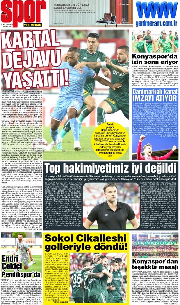 21 Ağustos 2023 Yeni Meram Gazetesi
