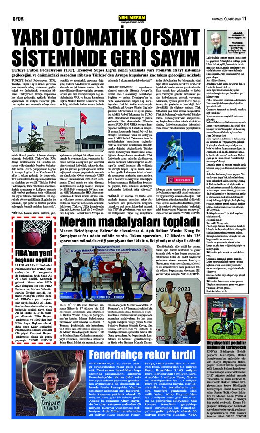 25 Ağustos 2023 Yeni Meram Gazetesi
