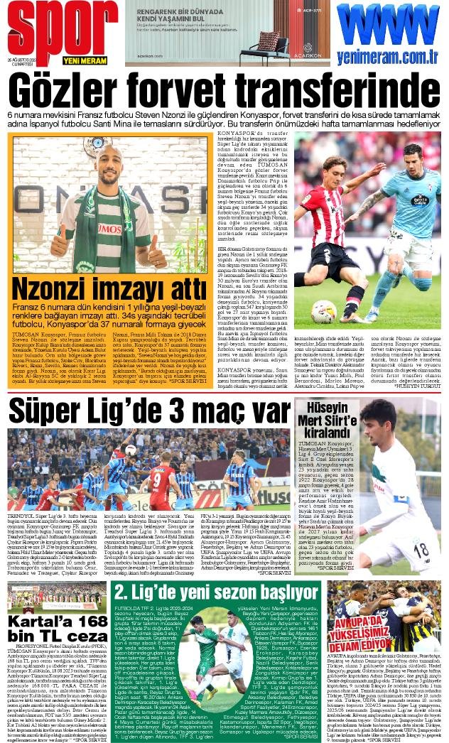 26 Ağustos 2023 Yeni Meram Gazetesi
