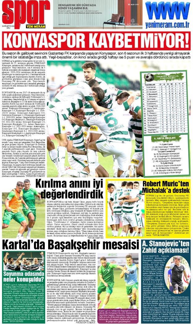 29 Ağustos 2023 Yeni Meram Gazetesi
