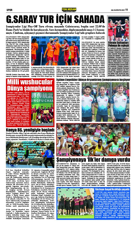 29 Ağustos 2023 Yeni Meram Gazetesi
