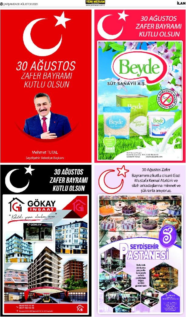 30 Ağustos 2023 Yeni Meram Gazetesi
