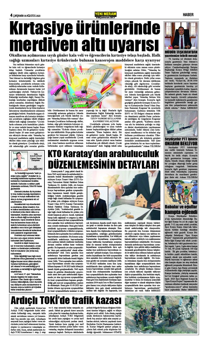 30 Ağustos 2023 Yeni Meram Gazetesi
