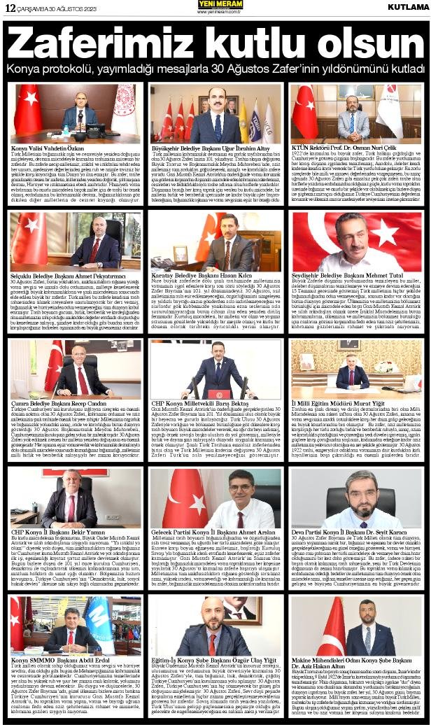 30 Ağustos 2023 Yeni Meram Gazetesi
