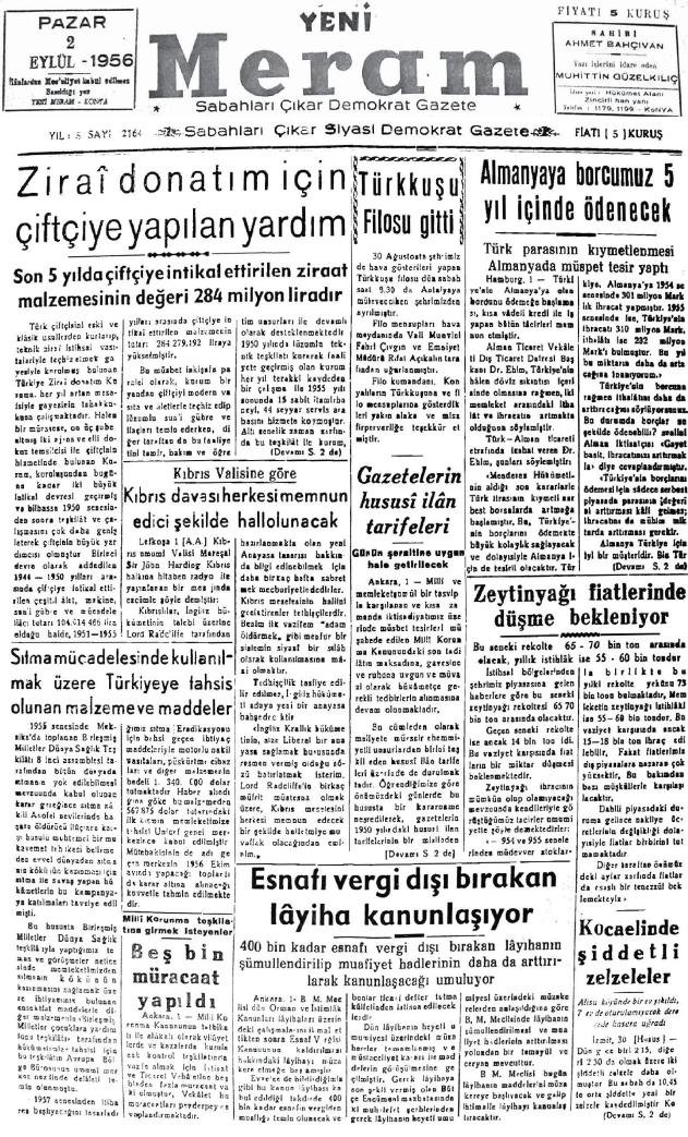 2 Eylül 2023 Yeni Meram Gazetesi