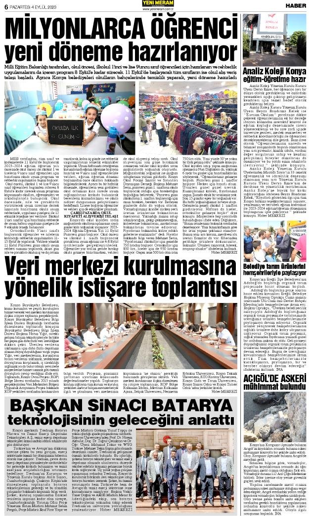 4 Eylül 2023 Yeni Meram Gazetesi
