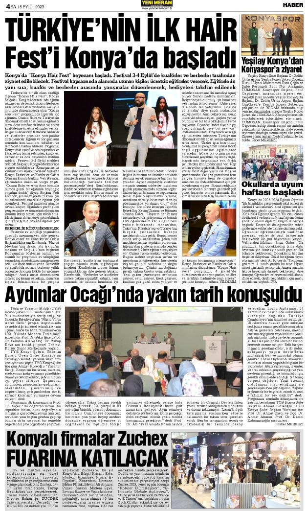 5 Eylül 2023 Yeni Meram Gazetesi
