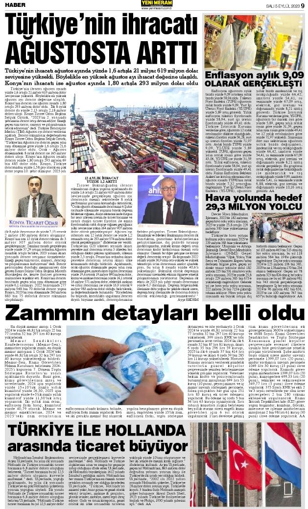 5 Eylül 2023 Yeni Meram Gazetesi
