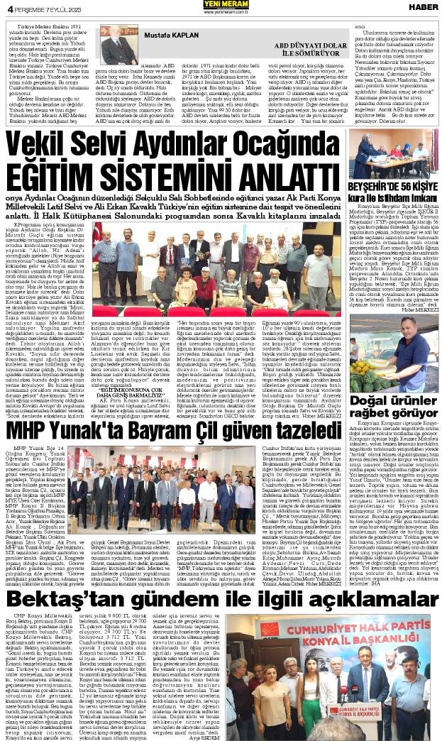 7 Eylül 2023 Yeni Meram Gazetesi
