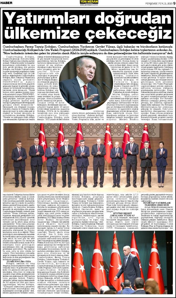 7 Eylül 2023 Yeni Meram Gazetesi
