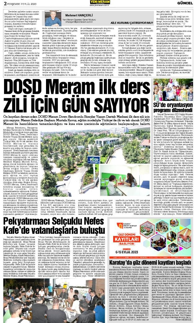 7 Eylül 2023 Yeni Meram Gazetesi
