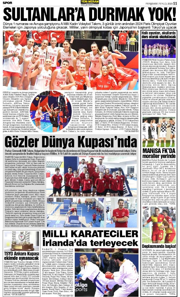 7 Eylül 2023 Yeni Meram Gazetesi
