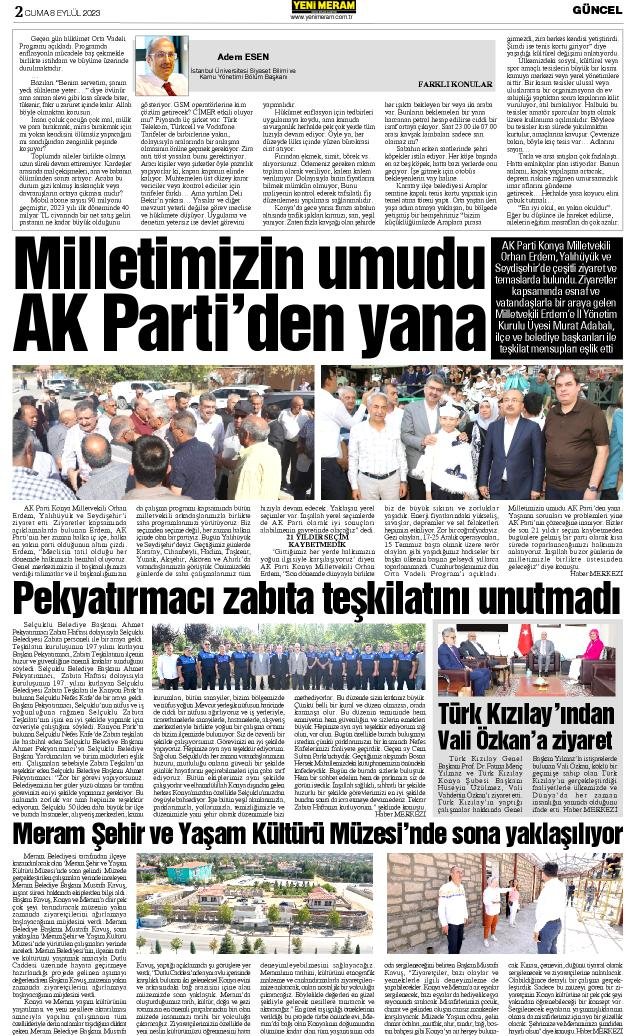 8 Eylül 2023 Yeni Meram Gazetesi
