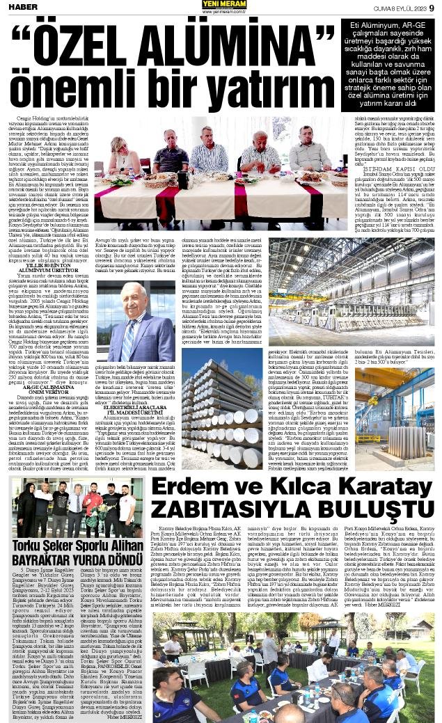 8 Eylül 2023 Yeni Meram Gazetesi
