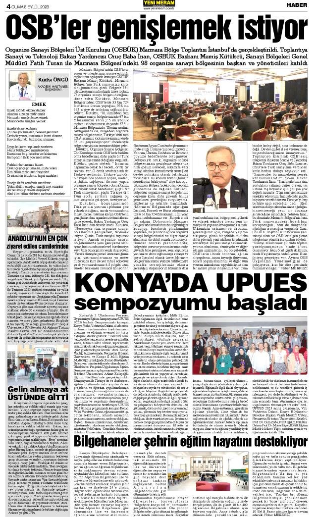 8 Eylül 2023 Yeni Meram Gazetesi
