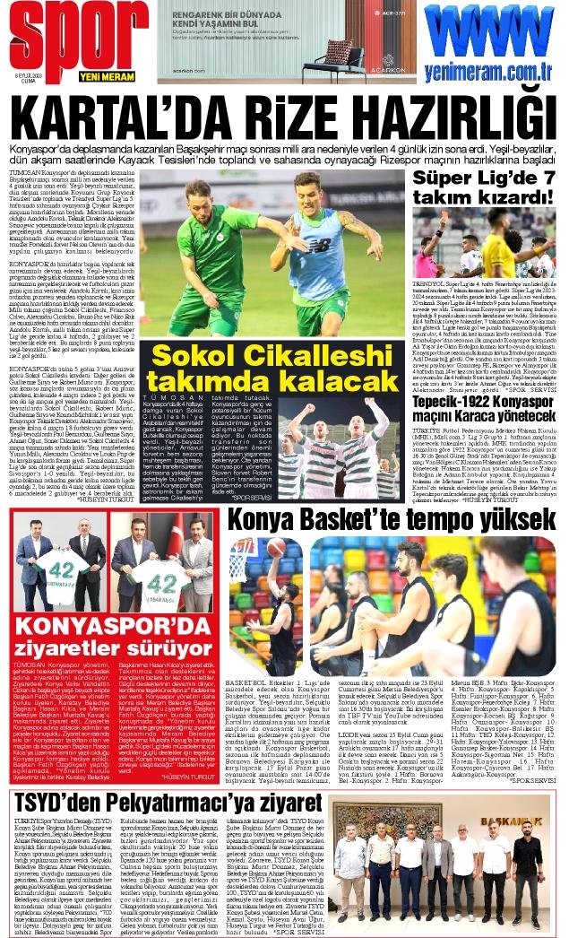 8 Eylül 2023 Yeni Meram Gazetesi
