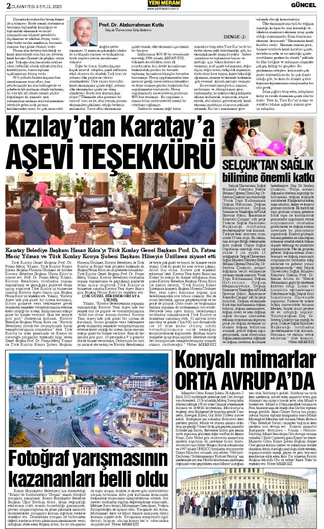 9 Eylül 2023 Yeni Meram Gazetesi