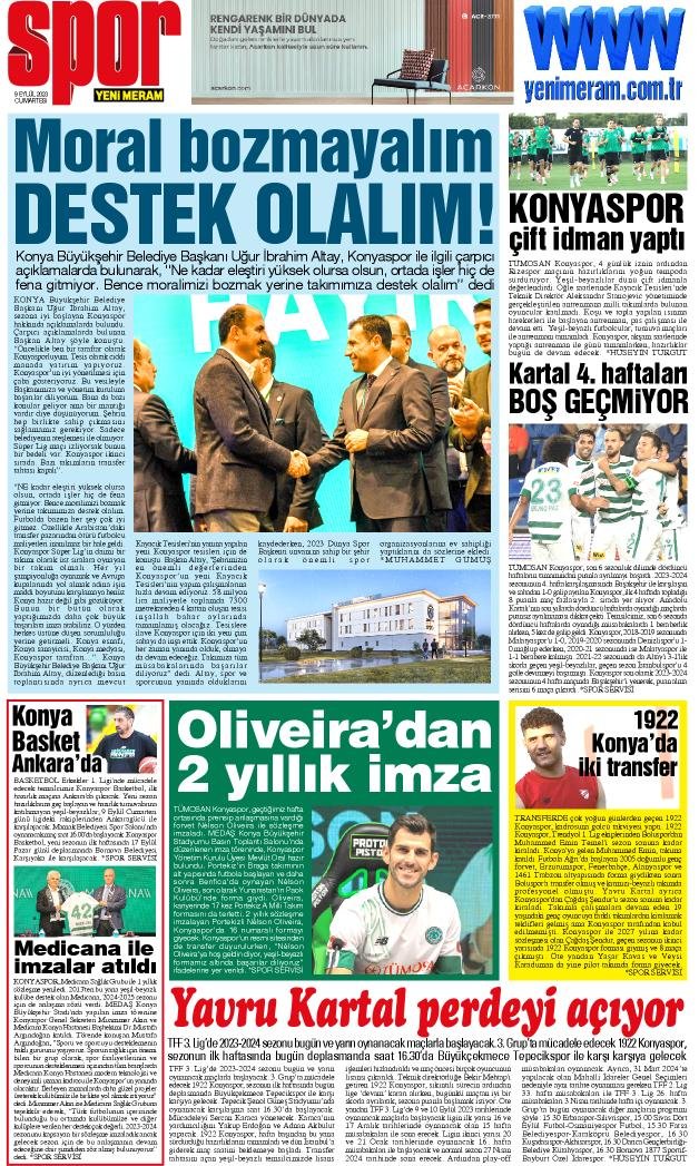 9 Eylül 2023 Yeni Meram Gazetesi