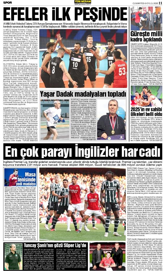 9 Eylül 2023 Yeni Meram Gazetesi