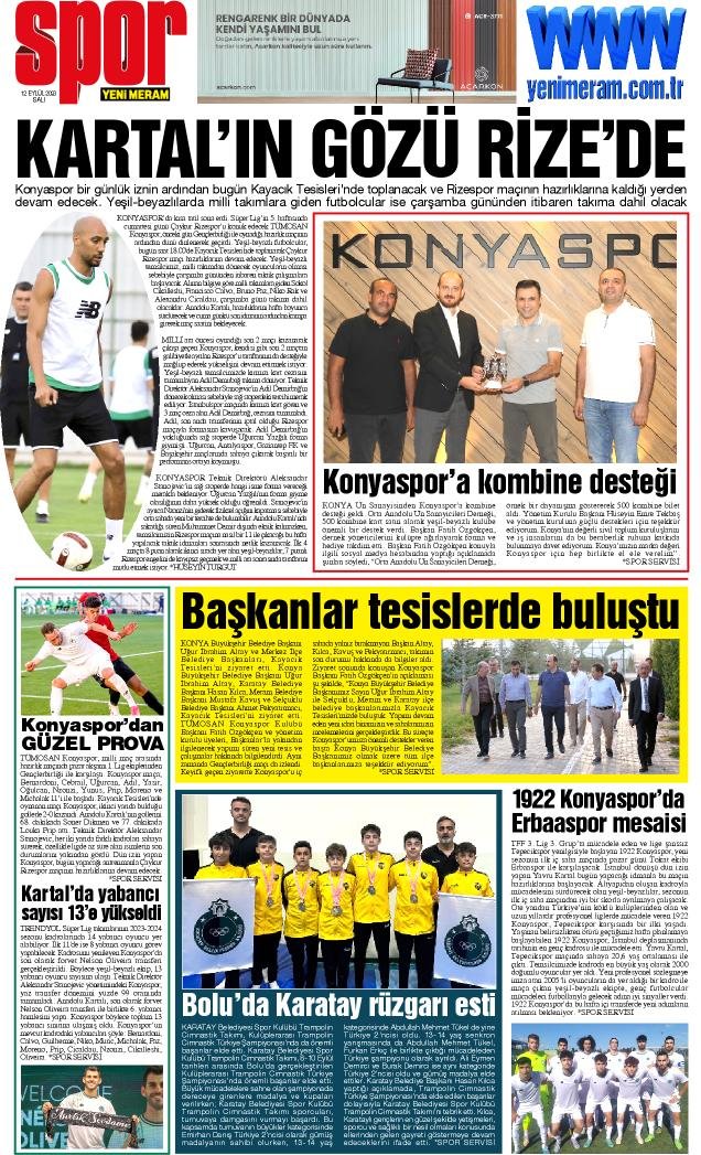 12 Eylül 2023 Yeni Meram Gazetesi
