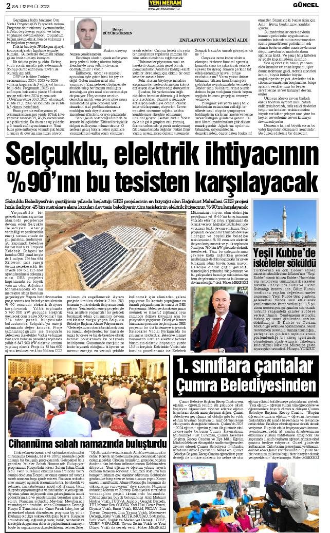 12 Eylül 2023 Yeni Meram Gazetesi
