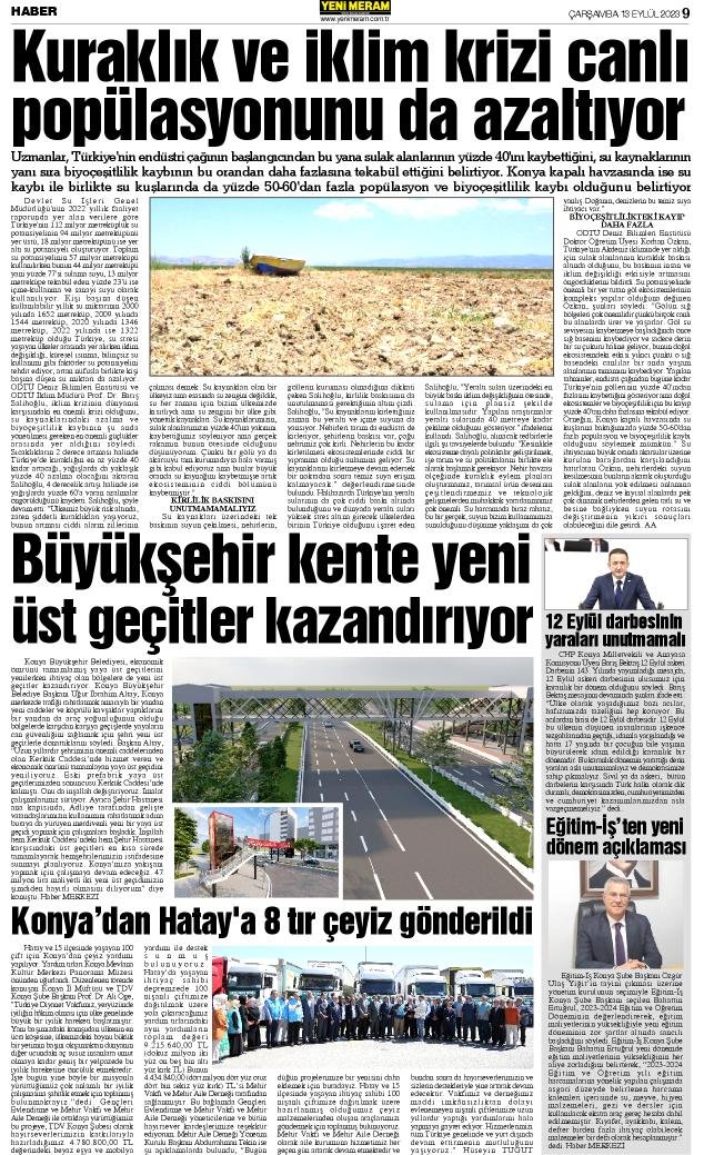 13 Eylül 2023 Yeni Meram Gazetesi
