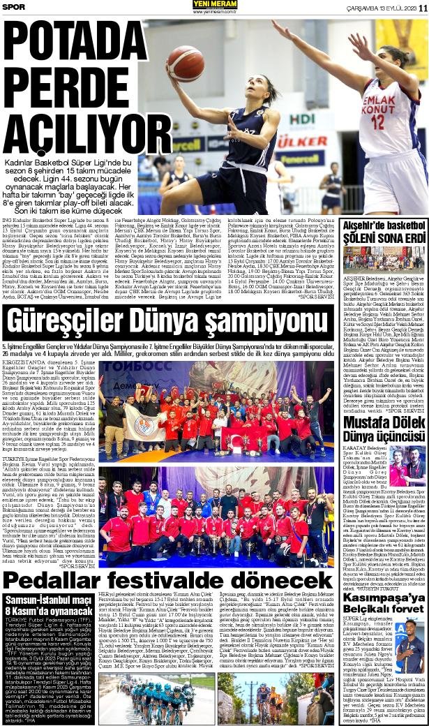 13 Eylül 2023 Yeni Meram Gazetesi
