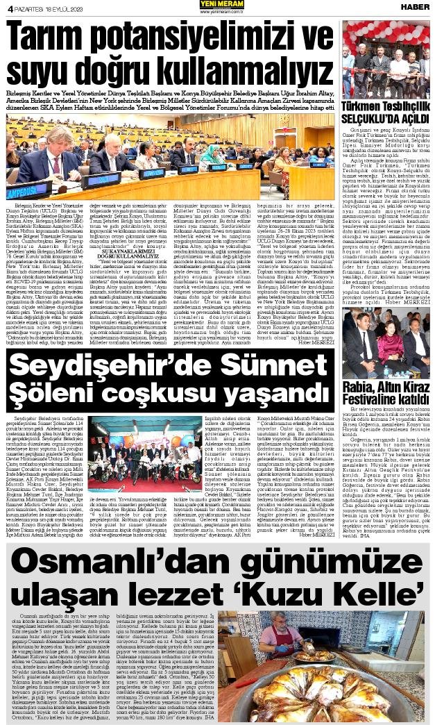 18 Eylül 2023 Yeni Meram Gazetesi
