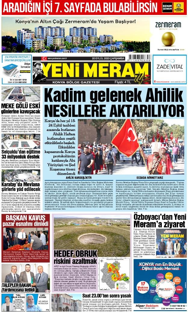 20 Eylül 2023 Yeni Meram Gazetesi
