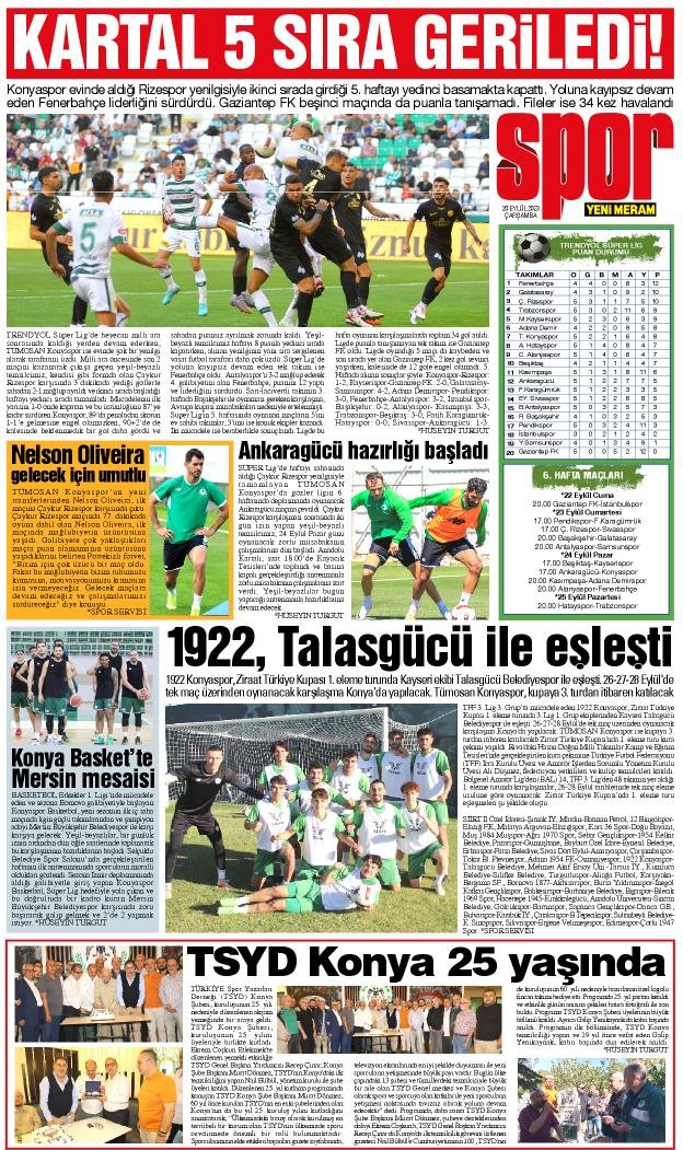 20 Eylül 2023 Yeni Meram Gazetesi
