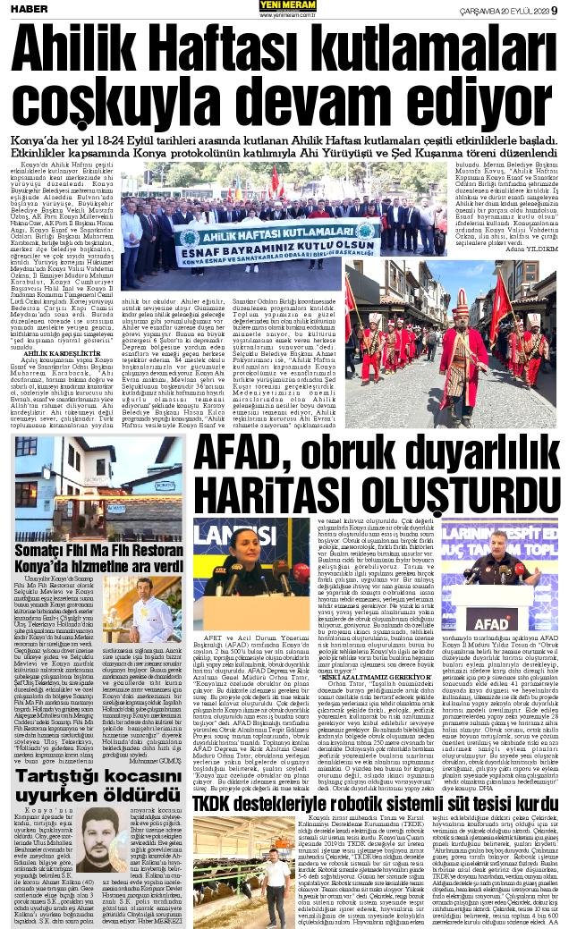 20 Eylül 2023 Yeni Meram Gazetesi
