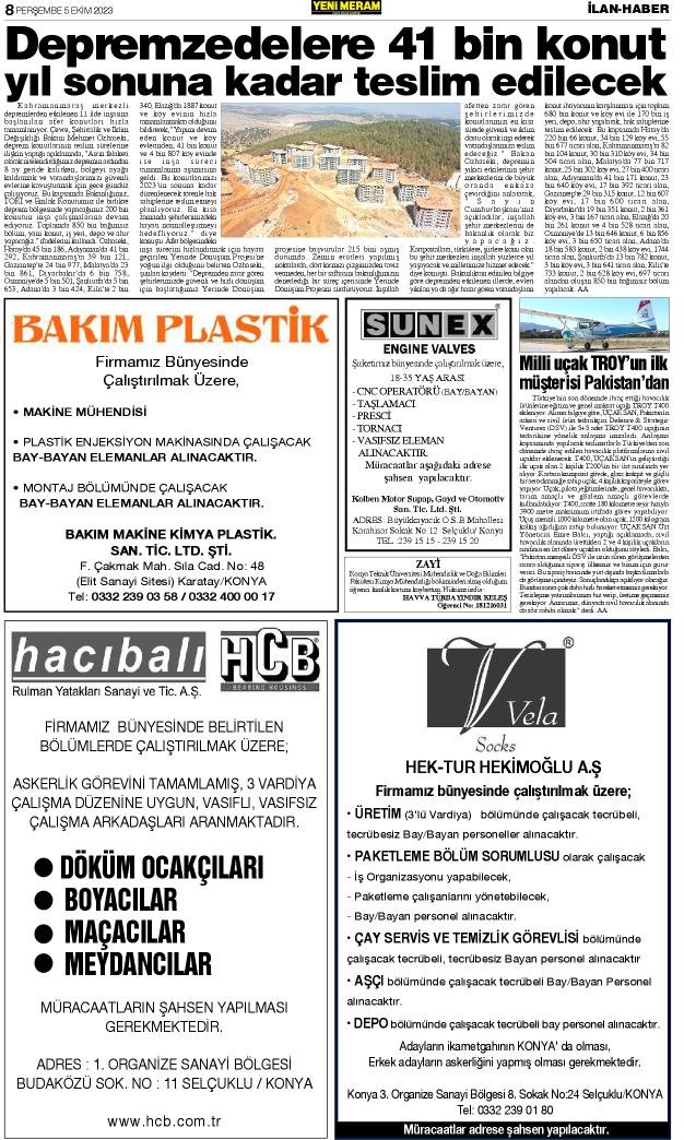 5 Ekim 2023 Yeni Meram Gazetesi
