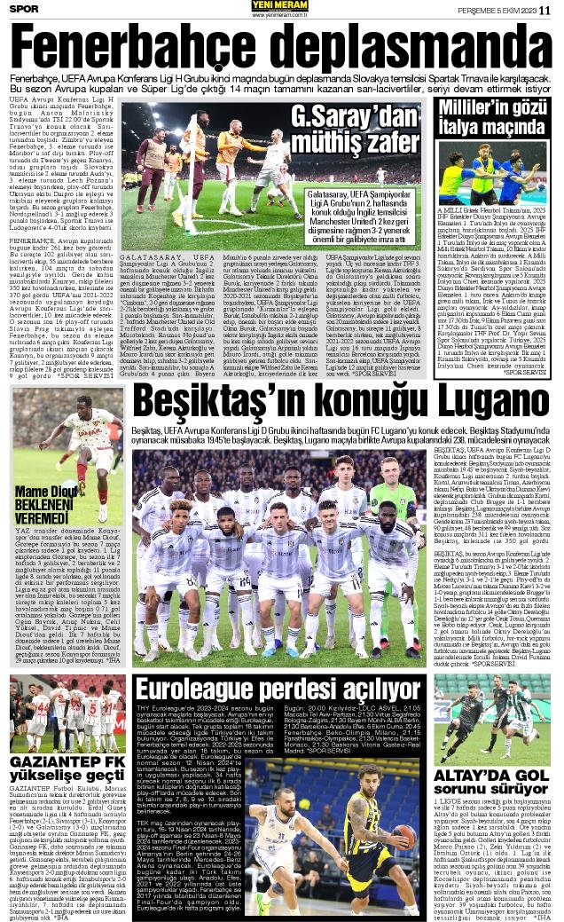 5 Ekim 2023 Yeni Meram Gazetesi
