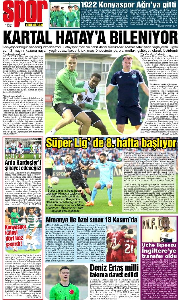 6 Ekim 2023 Yeni Meram Gazetesi
