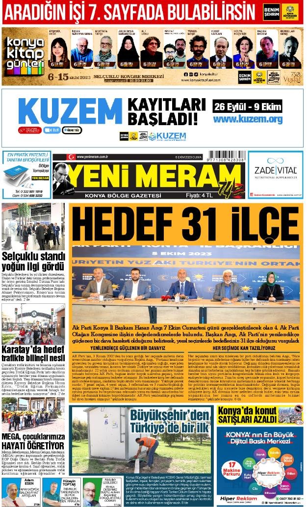 6 Ekim 2023 Yeni Meram Gazetesi
