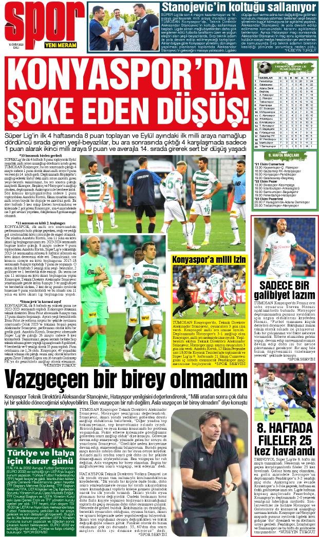 10 Ekim 2023 Yeni Meram Gazetesi
