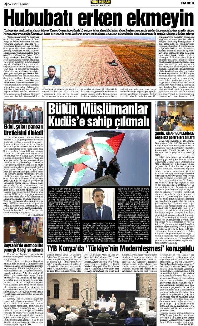 10 Ekim 2023 Yeni Meram Gazetesi
