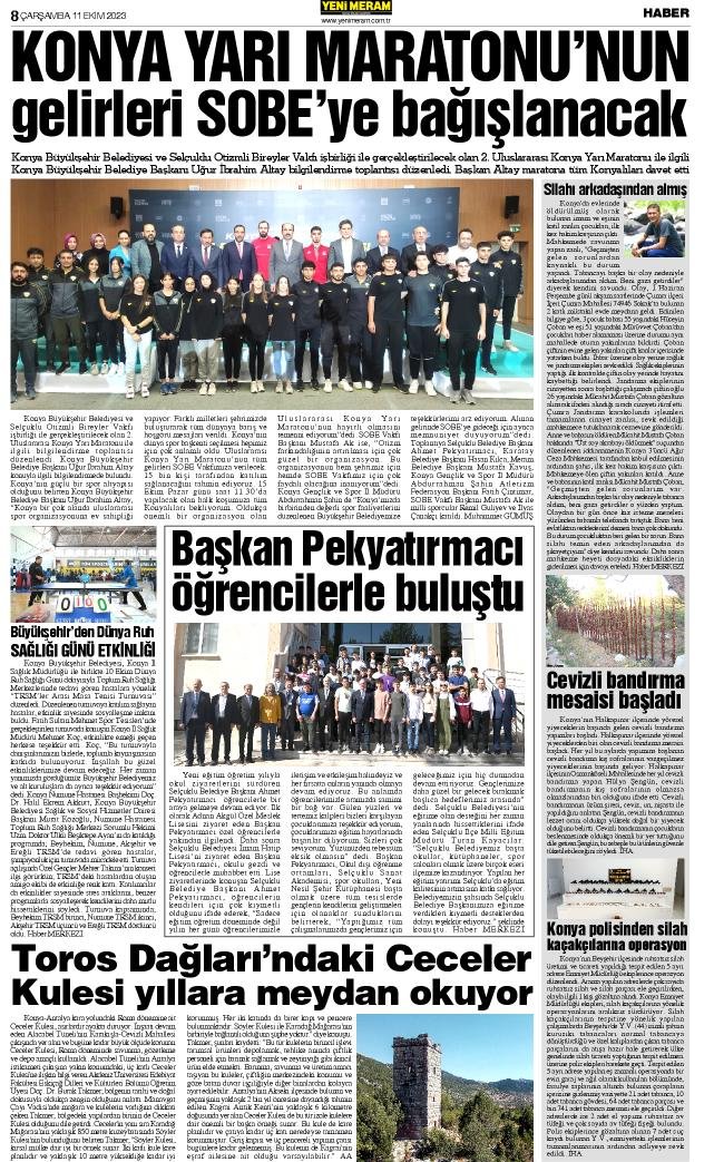 11 Ekim 2023 Yeni Meram Gazetesi
